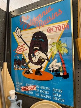 Vintage California Raisins On Tour Poster Framed 80s 90s Wall Decor